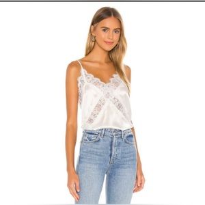 cami nyc dane white silk lace trim camisole tank top blouse